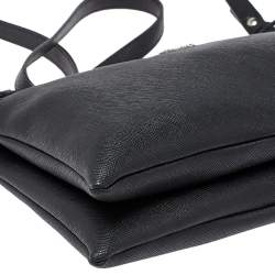 Pre Owned Alivero Martini 1A Classe Black Geo Print Coated Canvas and Leather Zip Shoulder Bag