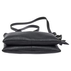 Pre Owned Alivero Martini 1A Classe Black Geo Print Coated Canvas and Leather Zip Shoulder Bag