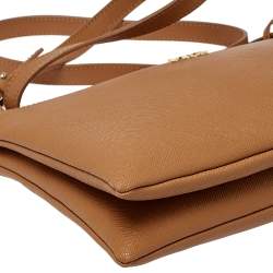 Pre Owned Alviero Martini 1A Classe Tan Geo Print Coated Canvas and Leather Zip Shoulder Bag