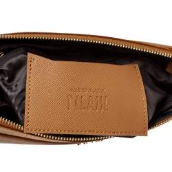 Pre Owned Alviero Martini 1A Classe Tan Geo Print Coated Canvas and Leather Zip Shoulder Bag