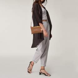 Pre Owned Alviero Martini 1A Classe Tan Geo Print Coated Canvas and Leather Zip Shoulder Bag