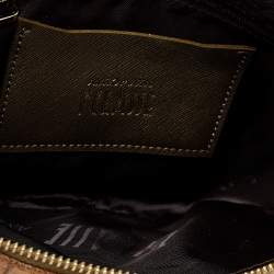 Pre Owned Alviero Martini 1A Classe Metallic Green/Tan Geo Print Coated Canvas and Leather Zip Shoulder Bag