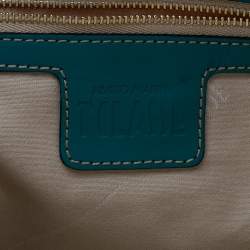 Pre Owned Alviero Martini 1A Classe Tan/Green Geo Print Coated Canvas and Leather Zip Tote