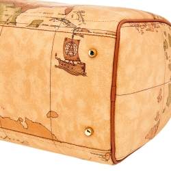 Pre Owned Alviero Martini Beige Coated Canvas Geo Classic Satchel