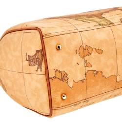 Pre Owned Alviero Martini Beige Coated Canvas Geo Classic Satchel