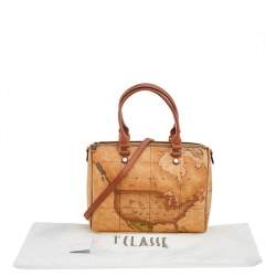 Pre Owned Alviero Martini Beige Coated Canvas Geo Classic Satchel