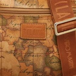 Alviero Martini 1A Classe  Tan Coated Canvas and Leather Geo Classic Flat Messenger Bag