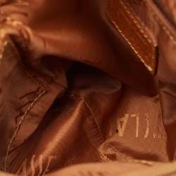Alviero Martini 1A Classe  Tan Coated Canvas and Leather Geo Classic Flat Messenger Bag