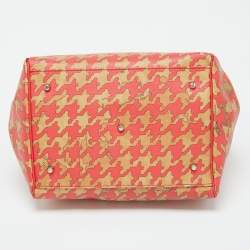Alviero Martini 1A Classe Beige/Red Geo Print Coated Canvas and Leather Tote