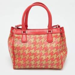 Alviero Martini 1A Classe Beige/Red Geo Print Coated Canvas and Leather Tote