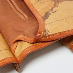 Alviero Martini 1A Classe Tan Geo Print Coated Canvas and Leather Buckle Flap Shoulder Bag