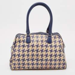 Alviero Martini 1A Classe Blue/Beige Pattern Print Coated Canvas Satchel