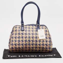 Alviero Martini 1A Classe Blue/Beige Pattern Print Coated Canvas Satchel