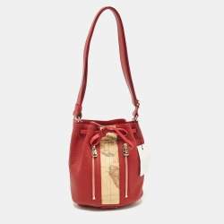 Alviero Martini 1A Classe Dark Red Leather Small Geo Bucket Bag