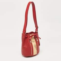 Alviero Martini 1A Classe Dark Red Leather Small Geo Bucket Bag