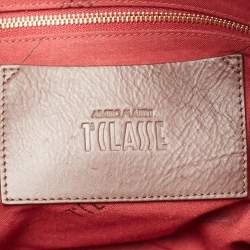 Pre Owned Alviero Martini 1A Classe Tan/Black Geo Print Coated Canvas and Leather Studded Tote