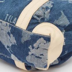 Pre Owned Alviero Martini 1A Classe Blue/Beige Denim and Leather Boston Bag