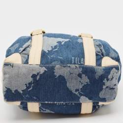 Pre Owned Alviero Martini 1A Classe Blue/Beige Denim and Leather Boston Bag