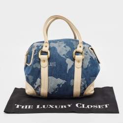 Pre Owned Alviero Martini 1A Classe Blue/Beige Denim and Leather Boston Bag