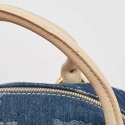 Pre Owned Alviero Martini 1A Classe Blue/Beige Denim and Leather Boston Bag