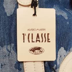 Pre Owned Alviero Martini 1A Classe Blue/Beige Denim and Leather Boston Bag