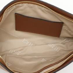 Pre Owned Alviero Martini 1A Classe Brown Geo Print Leather Clutch Wristlet Clutch