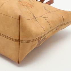 Alviero Martini 1A Classe Beige Geo Classic Printed Coated Canvas and Leather Tote