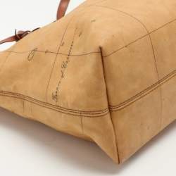 Alviero Martini 1A Classe Beige Geo Classic Printed Coated Canvas and Leather Tote