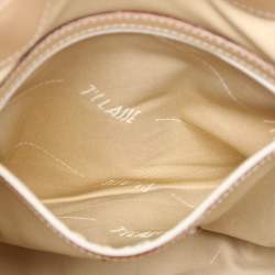Pre Owned Alviero Martini 1A Classe White Geo Printed Coated Canvas and Leather Tote