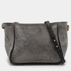 Alviero Martini 1A Classe Grey Coated Canvas and Leather Shoulder Bag