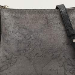 Alviero Martini 1A Classe Grey Coated Canvas and Leather Shoulder Bag