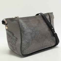 Alviero Martini 1A Classe Grey Coated Canvas and Leather Shoulder Bag