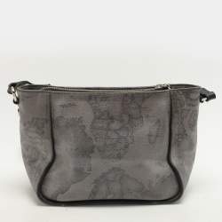 Alviero Martini 1A Classe Grey Coated Canvas and Leather Shoulder Bag