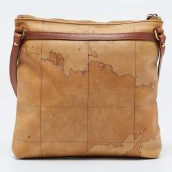 Alviero Martini 1A Classe Tan Geo Printed Coated Canvas Crossbody Bag