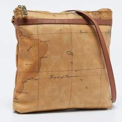 Alviero Martini 1A Classe Tan Geo Printed Coated Canvas Crossbody Bag