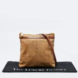 Alviero Martini 1A Classe Tan Geo Printed Coated Canvas Crossbody Bag
