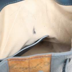 Pre Owned Alviero Martini 1A Classe Blue Leather Small Geo Bucket Bag