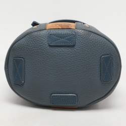 Pre Owned Alviero Martini 1A Classe Blue Leather Small Geo Bucket Bag