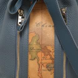 Pre Owned Alviero Martini 1A Classe Blue Leather Small Geo Bucket Bag