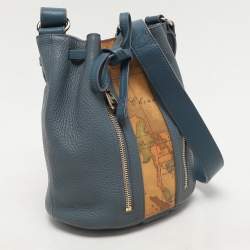 Pre Owned Alviero Martini 1A Classe Blue Leather Small Geo Bucket Bag