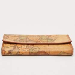 Alviero Martini 1A Classe Tan Geo Print Coated Canvas and Leather Flap Continental Wallet