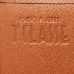 Alviero Martini 1A Classe Tan Geo Print Coated Canvas and Leather Flap Continental Wallet