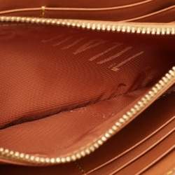 Alviero Martini 1A Classe Tan Geo Print Coated Canvas and Leather Flap Continental Wallet
