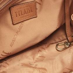 Alviero Martini 1A Classe Tan Coated Canvas and Leather Geo Print Zip Tote