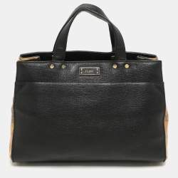 Alviero Martini 1A Classe Black Coated Canvas and Leather Satchel