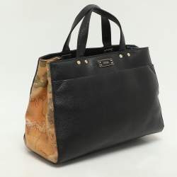 Alviero Martini 1A Classe Black Coated Canvas and Leather Satchel