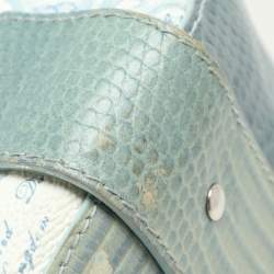 Alviero Martini 1A Classe Blue Geo Print Coated Canvas Vintage Shoulder Bag