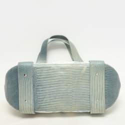 Alviero Martini 1A Classe Blue Geo Print Coated Canvas Vintage Shoulder Bag