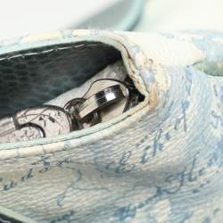 Alviero Martini 1A Classe Blue Geo Print Coated Canvas Vintage Shoulder Bag