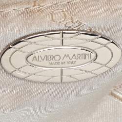 Alviero Martini 1A Classe Blue Geo Print Coated Canvas Vintage Shoulder Bag